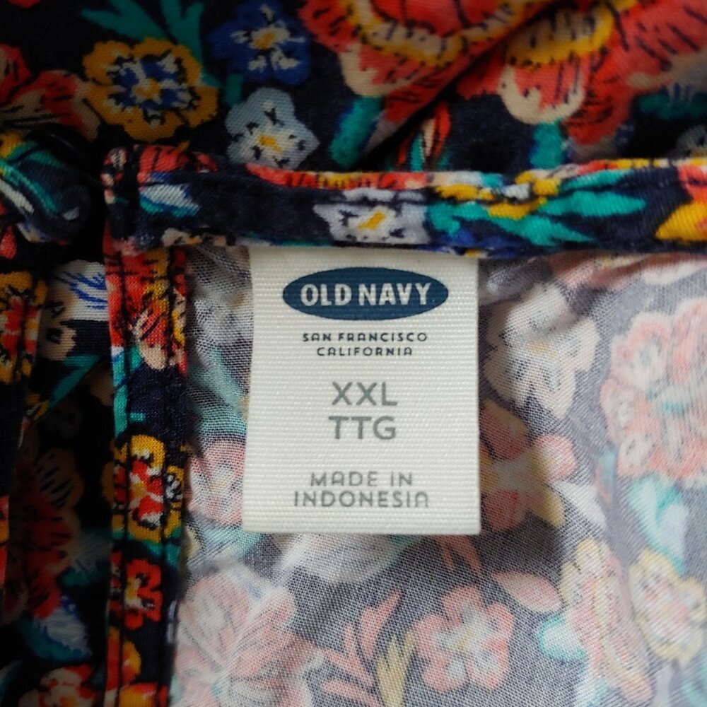 Old Navy Floral Colorful Flowy Boho Long Sleeve Modest Dress XXL - Picture 13 of 14